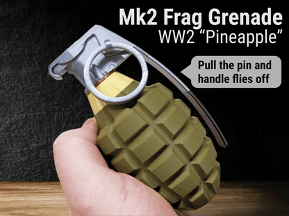 Efsanevi Mk2 "Ananas" El Bombası (Fırlayan Mandallı) - Gerçekçi 3D Baskı WWII Maketi