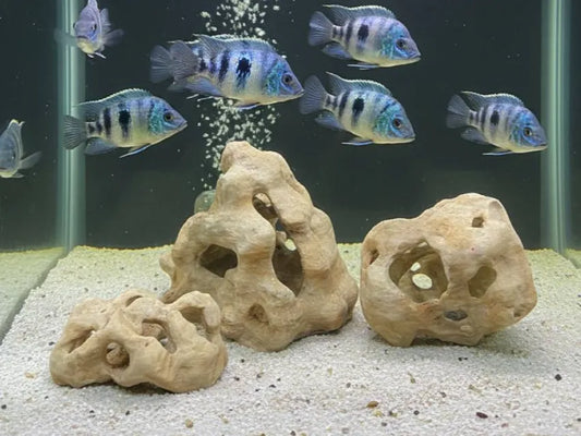 Aqua Stones Doğal Kaya Dekoru | Akvaryum ve Teraryum İçin 3D Baskı Yapısal Kayalar, 3'lü set