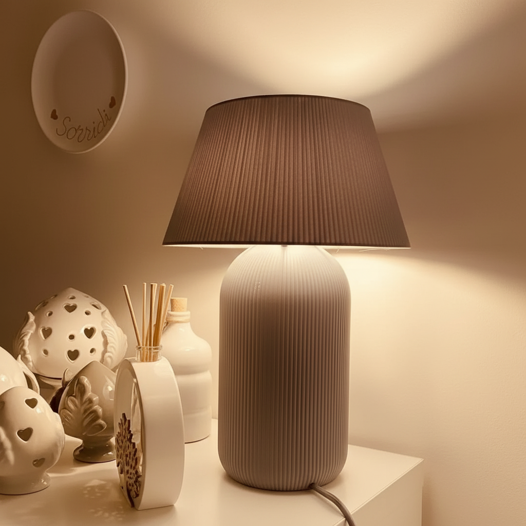 Nordic Ribbed Lamp E27 &amp; E26 – Parametrik Delikli Dekoratif Masa Lambası