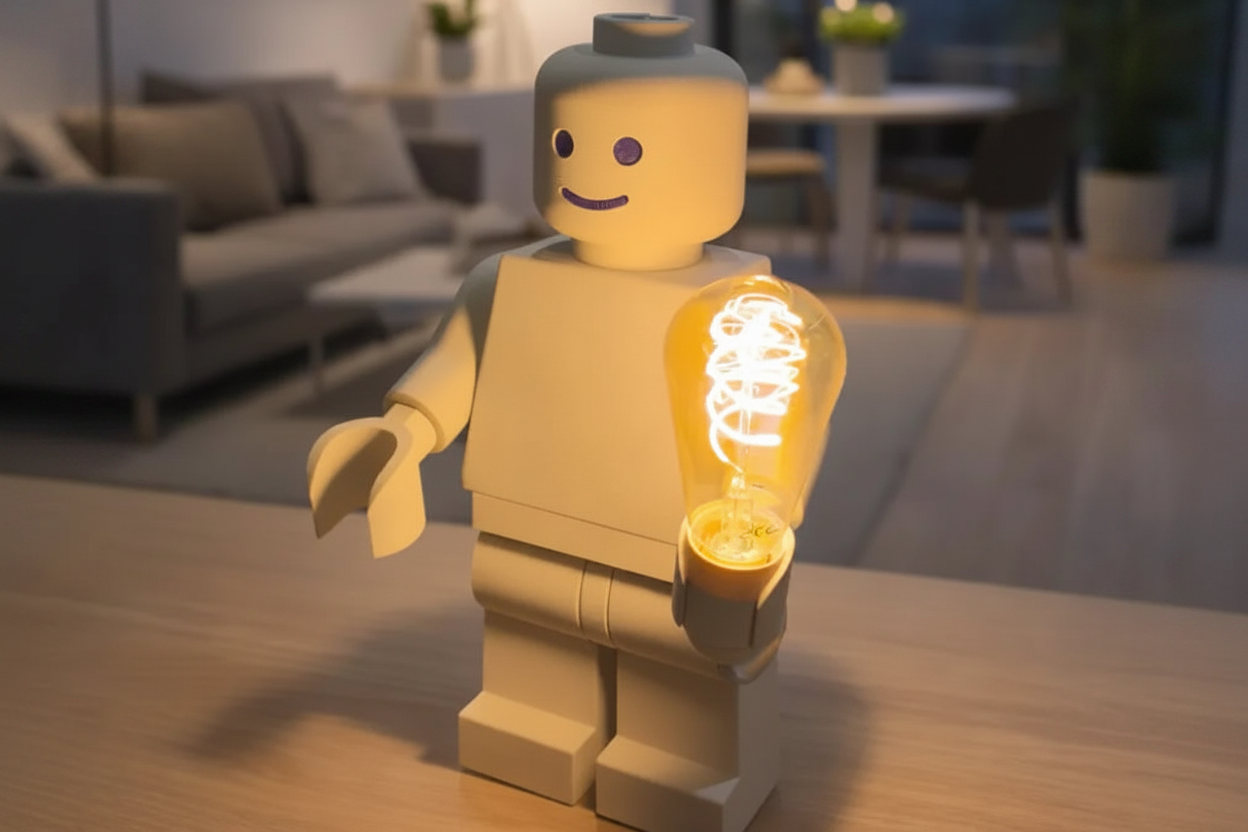 Brickman Lamp – Modüler Karakter Tasarımlı Dekoratif Masa Lambası | E27 Uyumlu Modern Ambiyans Aydınlatması