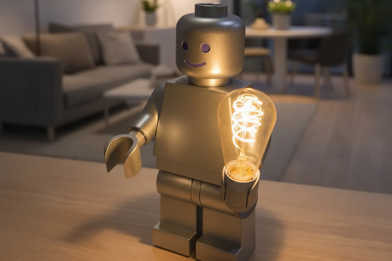 Brickman Lamp – Modüler Karakter Tasarımlı Dekoratif Masa Lambası | E27 Uyumlu Modern Ambiyans Aydınlatması