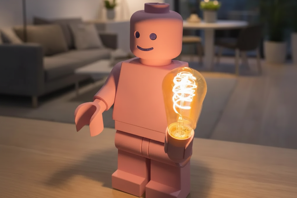Brickman Lamp – Modüler Karakter Tasarımlı Dekoratif Masa Lambası | E27 Uyumlu Modern Ambiyans Aydınlatması