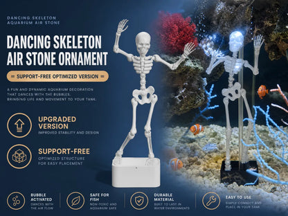 Dans Eden İskelet Akvaryum Hava Taşı Dekoru | Desteksiz 3D Baskı Akvaryum Süsü