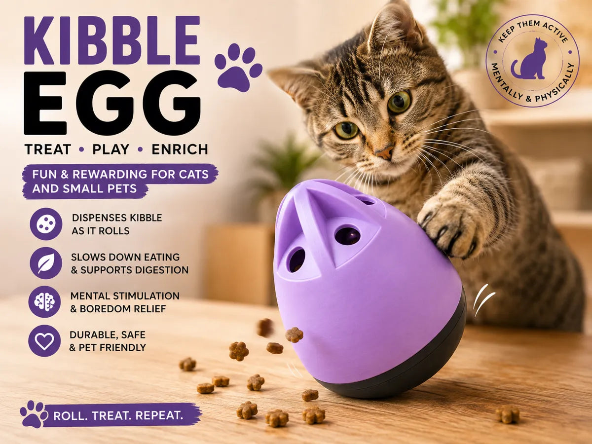 Kibble Egg Ödül Mama Dispenseri – Kediler ve Küçük Evcil Hayvanlar İçin İnteraktif Zeka Oyuncağı