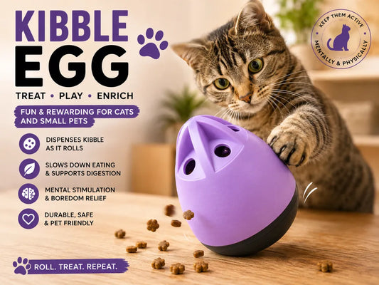 Kibble Egg Ödül Mama Dispenseri – Kediler ve Küçük Evcil Hayvanlar İçin İnteraktif Zeka Oyuncağı