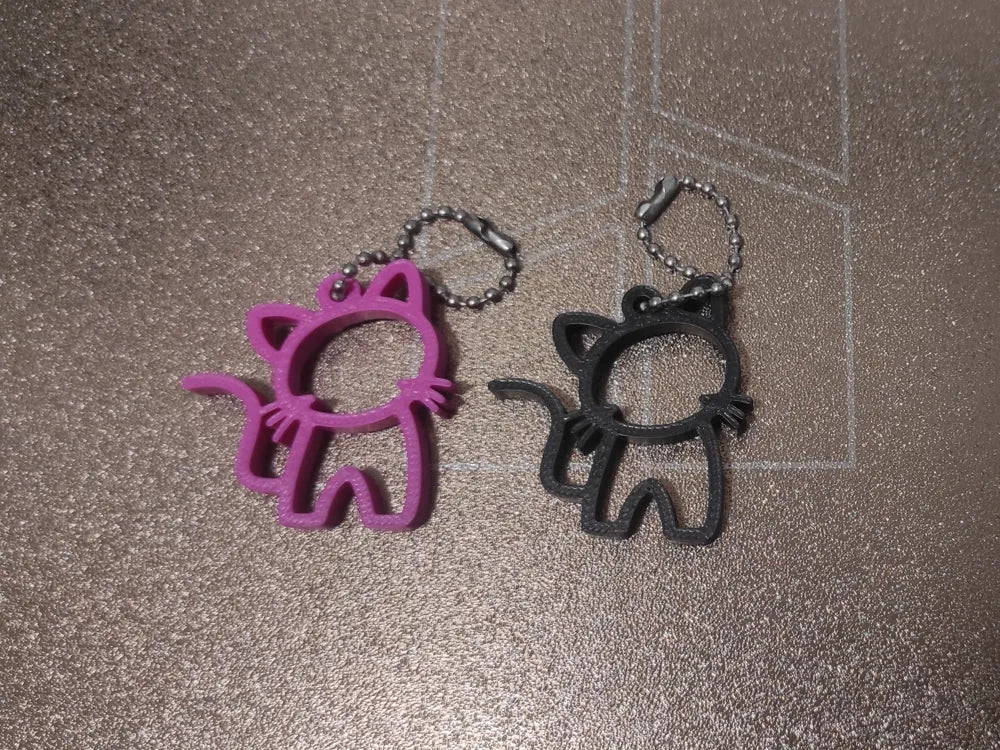 Sevimli Kedi Temalı Anahtarlık Pembe Siyah İkili Set
