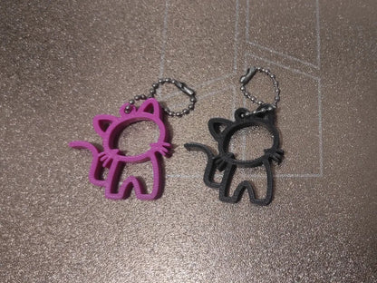 Sevimli Kedi Temalı Anahtarlık Pembe Siyah İkili Set