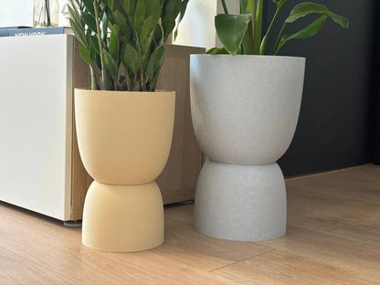 Kum Saati Tasarımlı Saksı | Gizli Damlama Tepsili Modern Saksı
