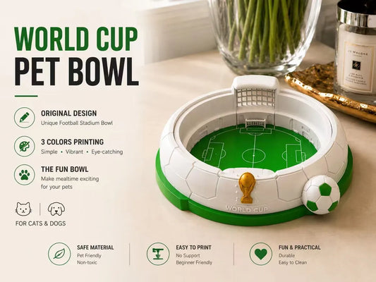 World Cup Pet Mama ve Su Kabı – Futbol Topu Tasarımlı Evcil Hayvan Mama Kabı