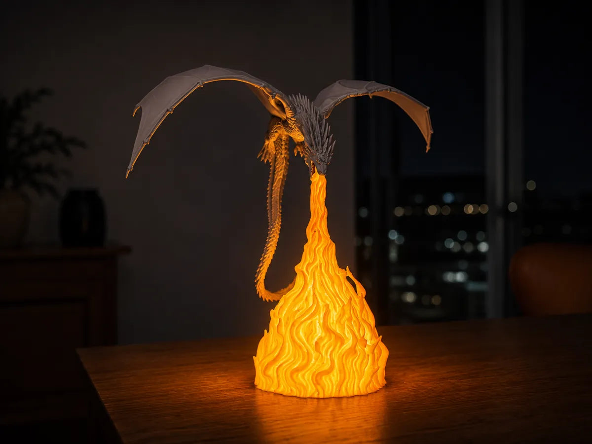 Işıklı Alev Püskürten Ejderha Lamba