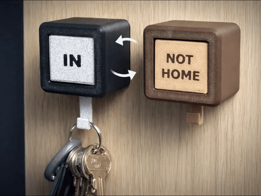 Akıllı Anahtar Askılığı – Döner Evde/Yok Göstergeli Anahtar Tutucu | Modern Key Holder