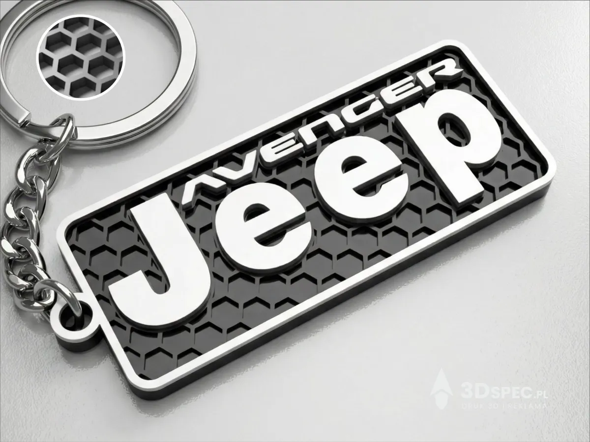 Jeep Avenger Anahtarlık – Modern Petek Desenli Dekoratif Araç Anahtarlığı