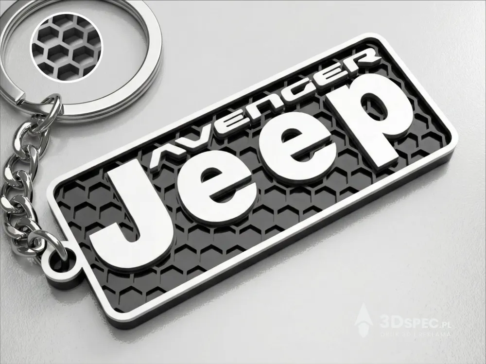 Jeep Avenger Anahtarlık – Modern Petek Desenli Dekoratif Araç Anahtarlığı