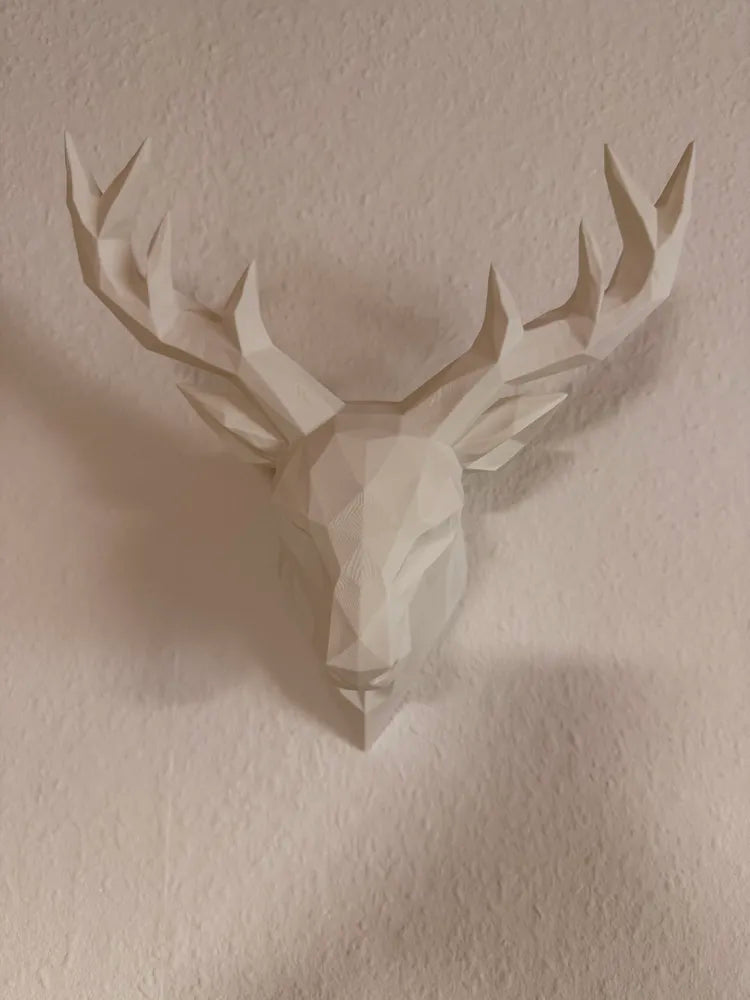 Geo Geyik Başı Duvar Dekoru | Low Poly 3D Baskı Modern Duvar Süsü