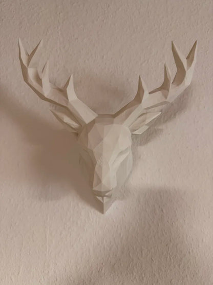 Geo Geyik Başı Duvar Dekoru | Low Poly 3D Baskı Modern Duvar Süsü