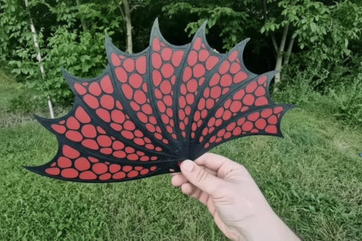 DrakeWing Katlanabilir Ejderha Kanadı Yelpaze | 3D Baskı Fantastik Dekoratif El Yelpazesi