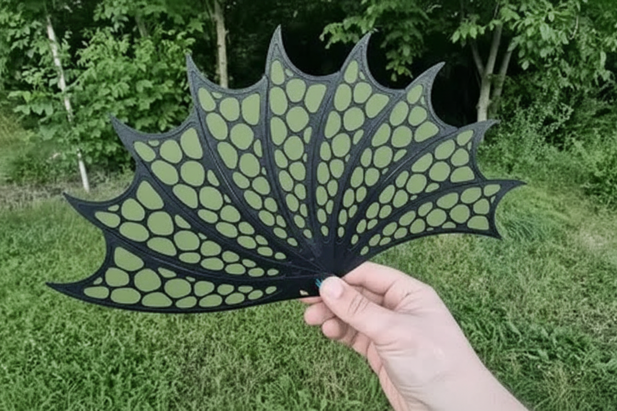 DrakeWing Katlanabilir Ejderha Kanadı Yelpaze | 3D Baskı Fantastik Dekoratif El Yelpazesi