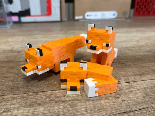 Minecraft Esintili Tilki Figür Seti | 3 Farklı Poz  | 3'lü Set