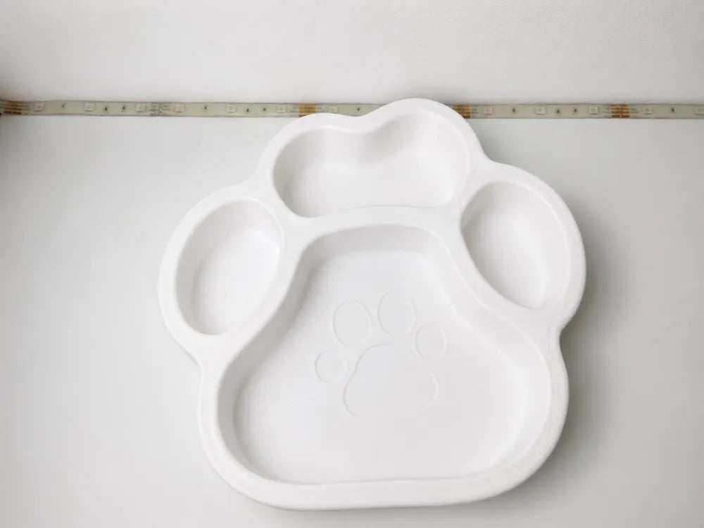 Pati Şeklinde Evcil Hayvan Mama Kabı – Çok Bölmeli Kedi ve Köpek Besleme Tabağı