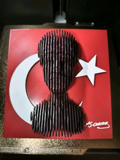 Atatürk Katmanlı Duvar Tablosu – Türk Bayraklı 3D Baskı Dekoratif Duvar Sanatı