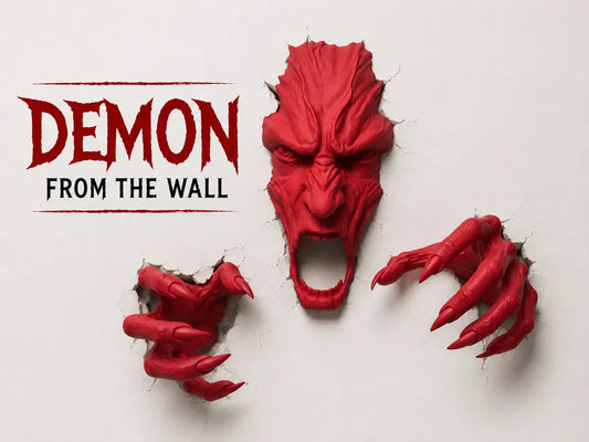 Demon from the Wall – Kırmızı Korku Temalı Dekoratif Duvar Figürü