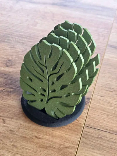 Monstera Yaprak Bardak Altlığı Seti | Dekoratif Bardak Altlığı ve Standı