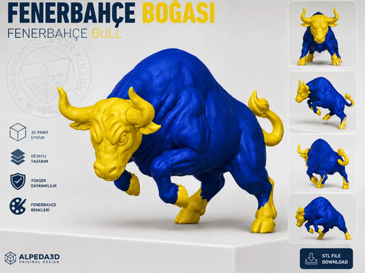 Fenerbahçe Boğa Koleksiyonu – 3D Baskı Dekoratif Figür ve Anahtarlık
