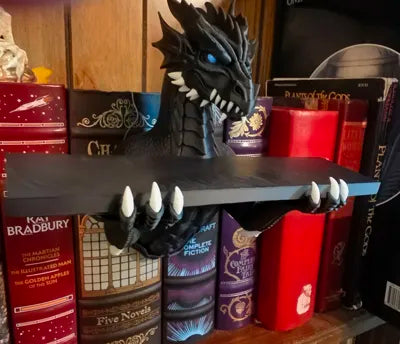 Dragon Wall Shelf – The Grimoire Guardian | Ejderha Temalı Duvar Rafı