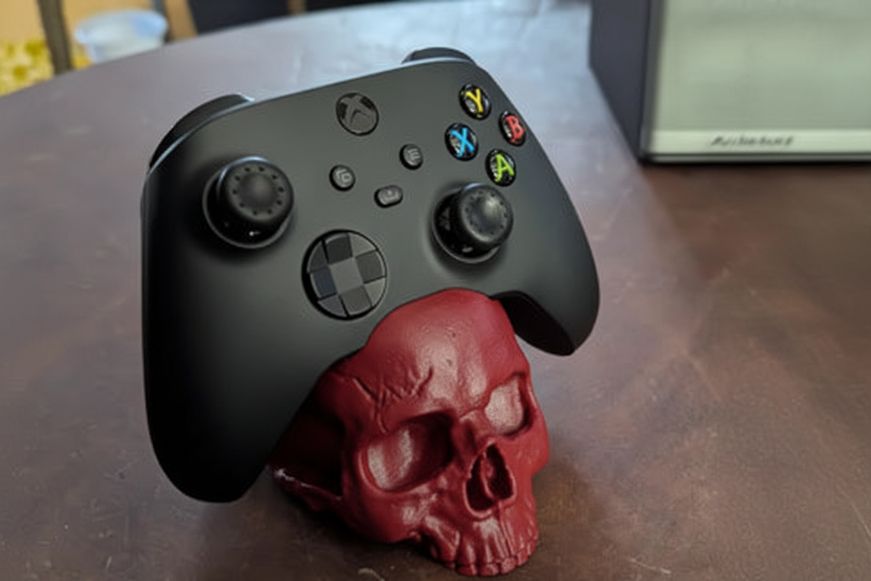 3D Baskı Kafatası Oyun Kolu Standı | PS5, PS4, Xbox ve Switch Controller Tutucu | Oyuncu Masa Aksesuarı