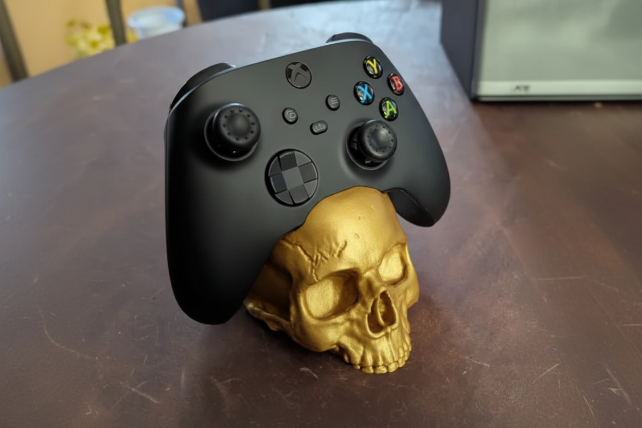 3D Baskı Kafatası Oyun Kolu Standı | PS5, PS4, Xbox ve Switch Controller Tutucu | Oyuncu Masa Aksesuarı