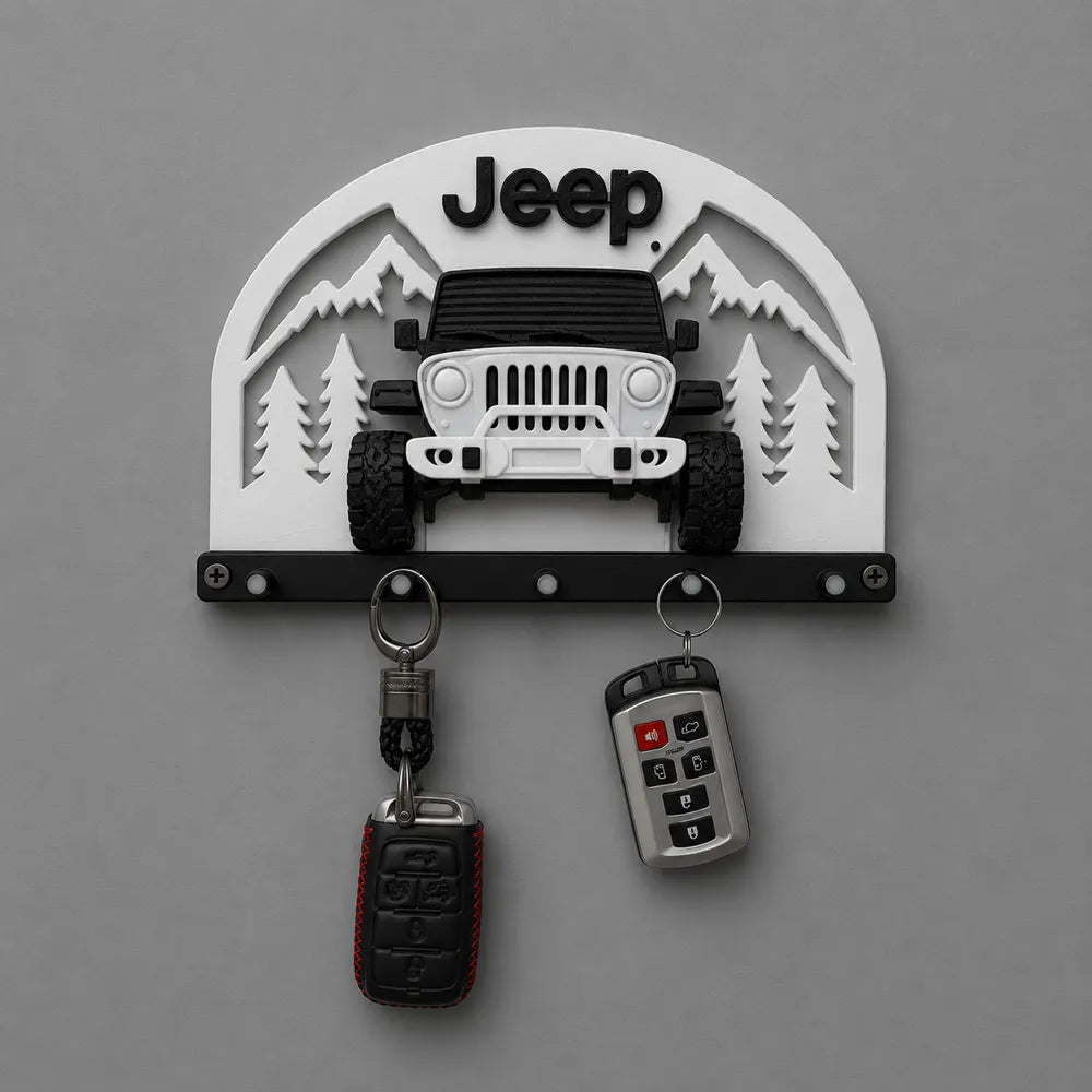 Jeep Temalı Anahtarlık Askılığı – Off-Road Duvar Tipi Anahtar Düzenleyici