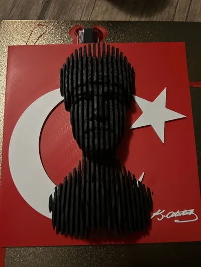 Atatürk Katmanlı Duvar Tablosu – Türk Bayraklı 3D Baskı Dekoratif Duvar Sanatı