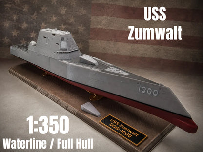 USS Zumwalt DDG-1000 1:350 Ölçek – 3D Baskı Gizli Tasarımlı Muhrip Maketi