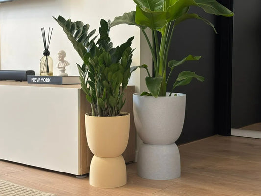 Kum Saati Tasarımlı Saksı | Gizli Damlama Tepsili Modern Saksı