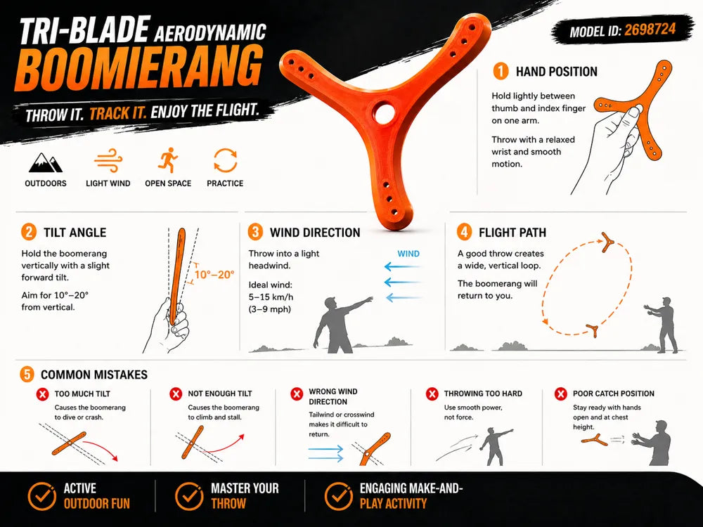 Üç Kanatlı Boomerang Atış Oyuncağı