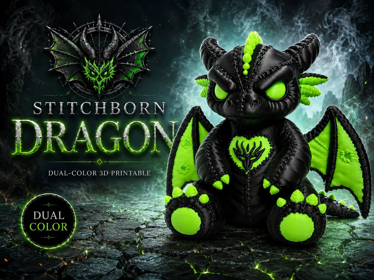 Stitchborn Ejderhası – Karanlık Peluş Koruyucu Dekoratif Figür