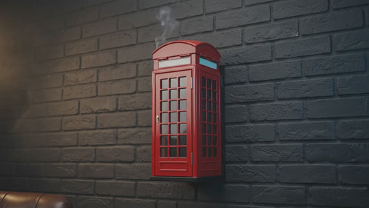 Telefon Kulübesi Tasarımlı Duvara Monte Metal Küllük | Dış Mekan Sigara İzmarit Kutusu | Kilit Gerektirmeyen Pratik Küllük